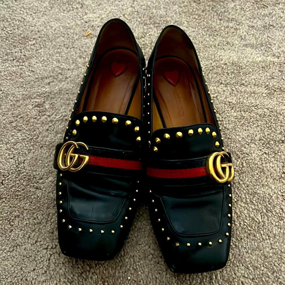 authentic Gucci leather loafers shoe Woman size 37